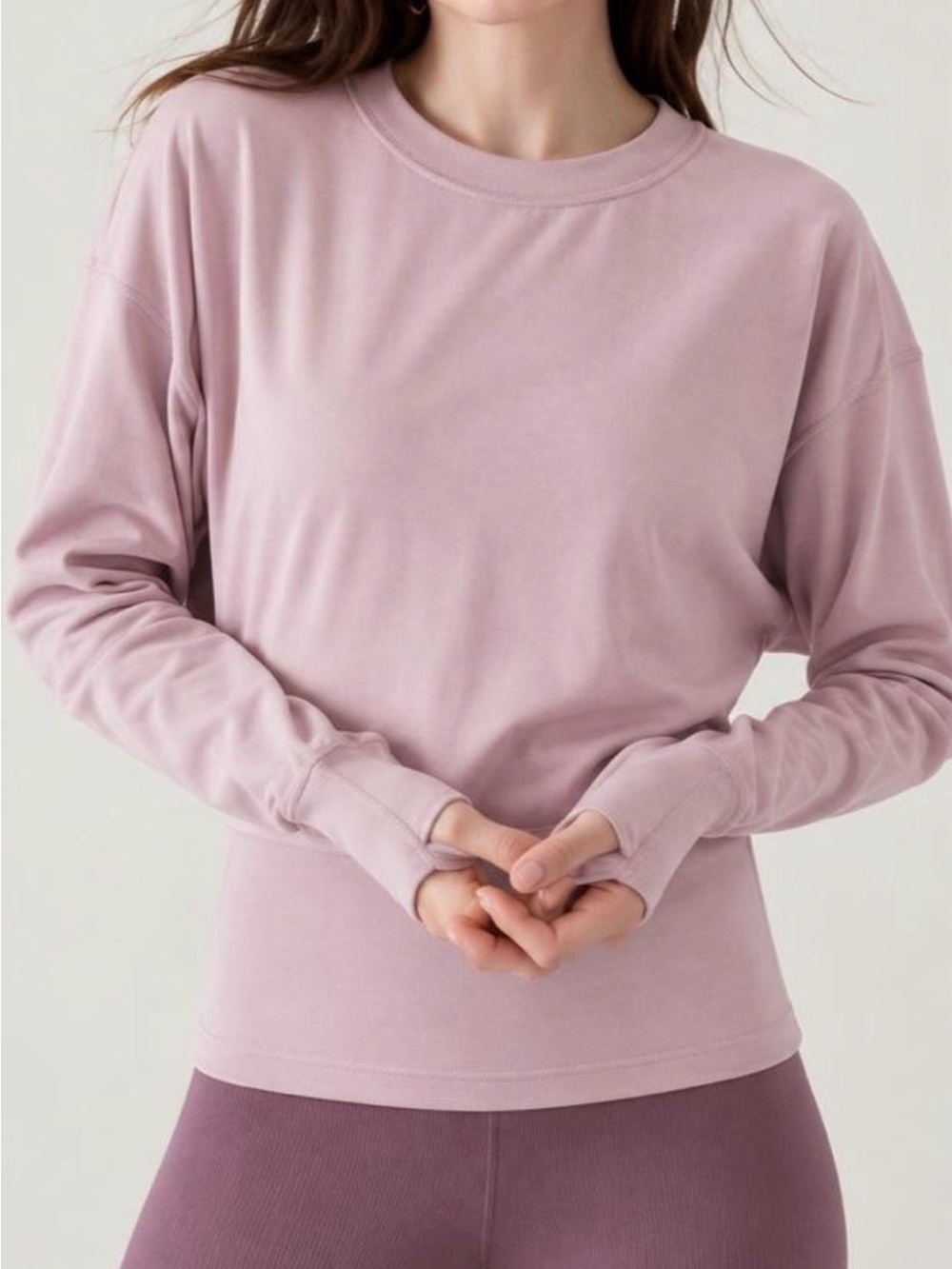 Athleta Dusty Rose Long-Sleeve Crewneck Sweatshirt